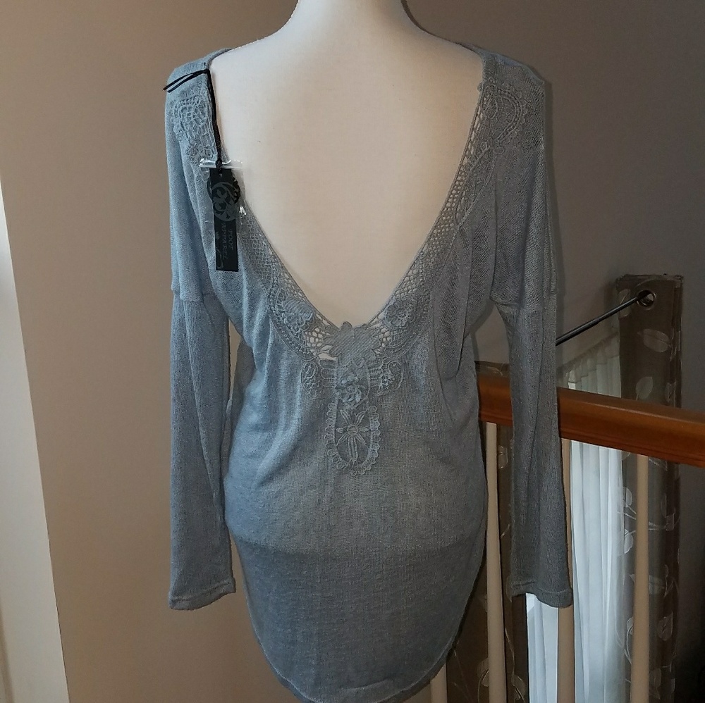 Poof Light Blue Sweater Size S Nwt